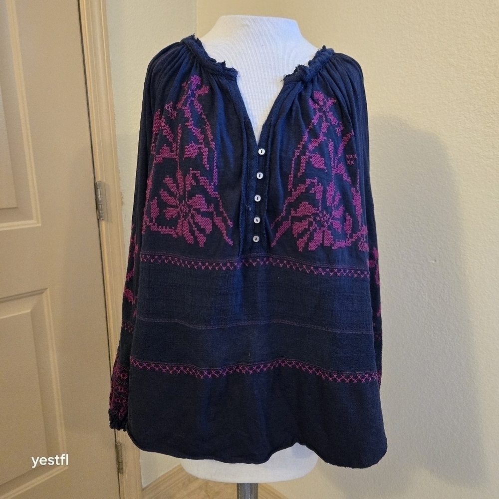 Free People Persuasion Embroidered Oversized Top M - Picture 7 of 7